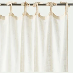 Rideau*alinea Rideau à nouettes en coton à bande beige 140x250cm - Blanc