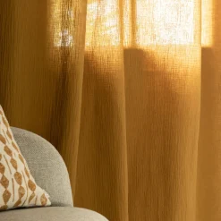 Rideau*alinea Rideau à nouettes en gaze de coton finition point de cheval 130x250cm - alep Jaune