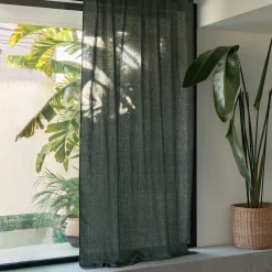 Rideau*alinea Rideau à passants cachés en lin lavé finition surpiqure 140x260cm - cèdre Vert