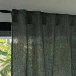 Rideau*alinea Rideau à passants cachés en lin lavé finition surpiqure 140x260cm - cèdre Vert