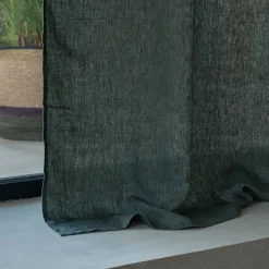 Rideau*alinea Rideau à passants cachés en lin lavé finition surpiqure 140x260cm - cèdre Vert