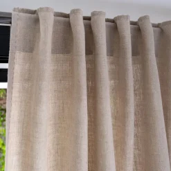Rideau*alinea Rideau à passants cachés en lin lavé finition surpiqure 140x300cm - Beige