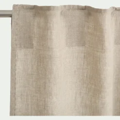 Rideau*alinea Rideau à passants cachés en lin lavé finition surpiqure 140x300cm - Beige