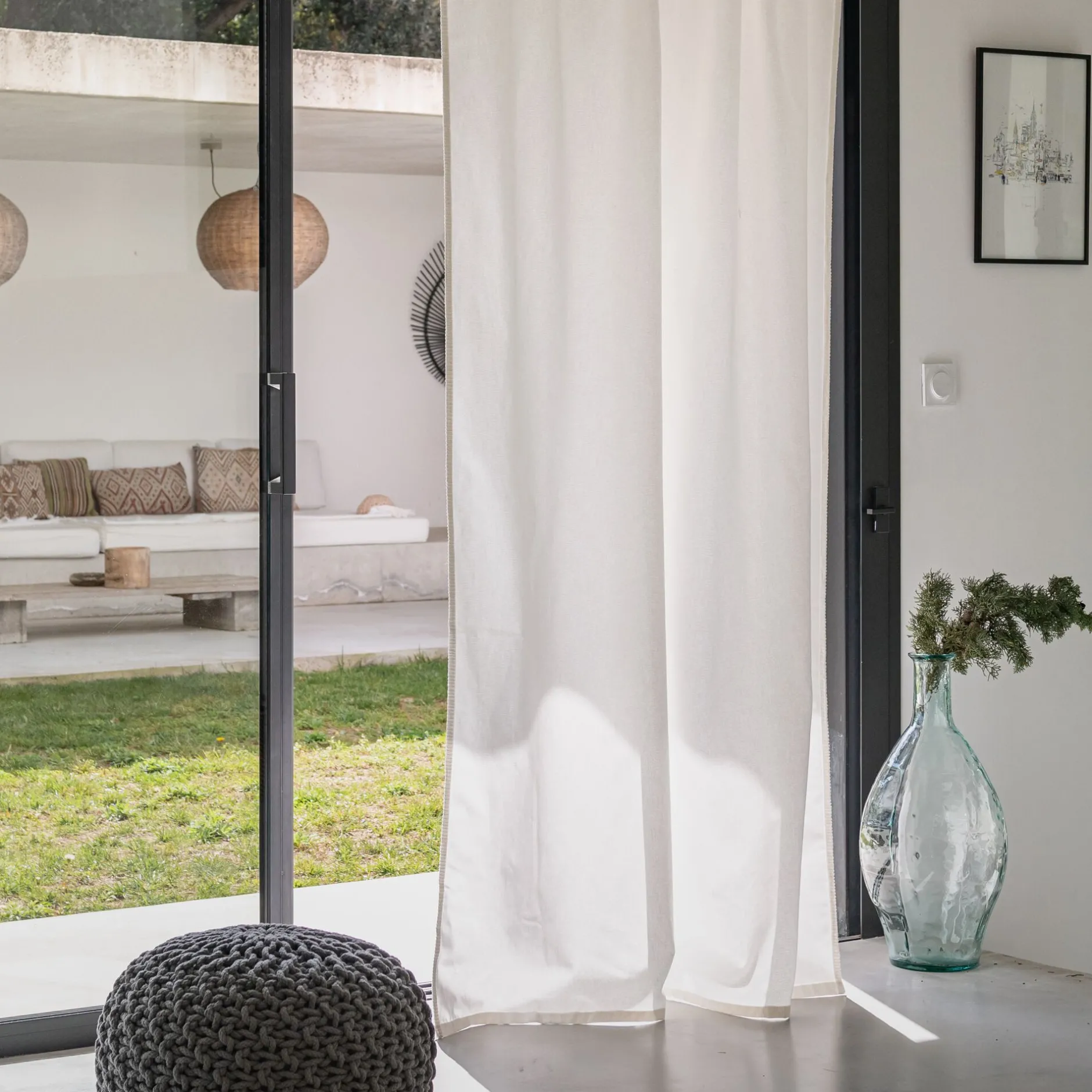 Rideau*alinea Rideau à passants cachés en coton finition point de cheval 140x250cm - écru Blanc