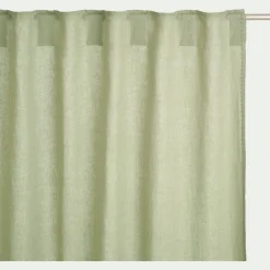 Rideau*alinea Rideau à passants cachés en lin lavé finition surpiqure 140x260cm - olivier Vert