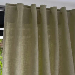 Rideau*alinea Rideau à passants cachés en lin lavé finition surpiqure 140x260cm - olivier Vert