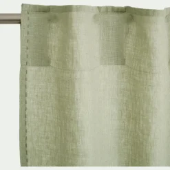 Rideau*alinea Rideau à passants cachés en lin lavé finition surpiqure 140x260cm - olivier Vert