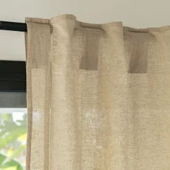 Rideau*alinea Rideau à passants cachés en lin et coton finition liseré 140x250cm - Beige