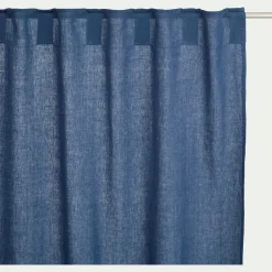 Rideau*alinea Rideau à passants cachés en lin lavé finition surpiqure 140x260cm - Bleu