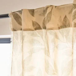 Rideau*alinea Rideau à passants cachés en coton motif végétal finition franges 135x250cm - Vert