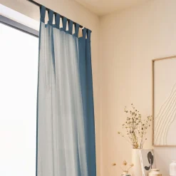 Rideau*alinea Rideau à passants en coton lavé finition couture 140x250cm - cendré Bleu