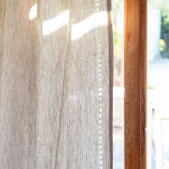 Rideau*alinea Rideau à passants en lin et coton finition ajouré 140x250cm - Beige