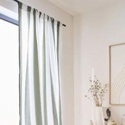 Rideau*alinea Rideau passe-tringle en lin et coton à rayures 140x250cm - Vert