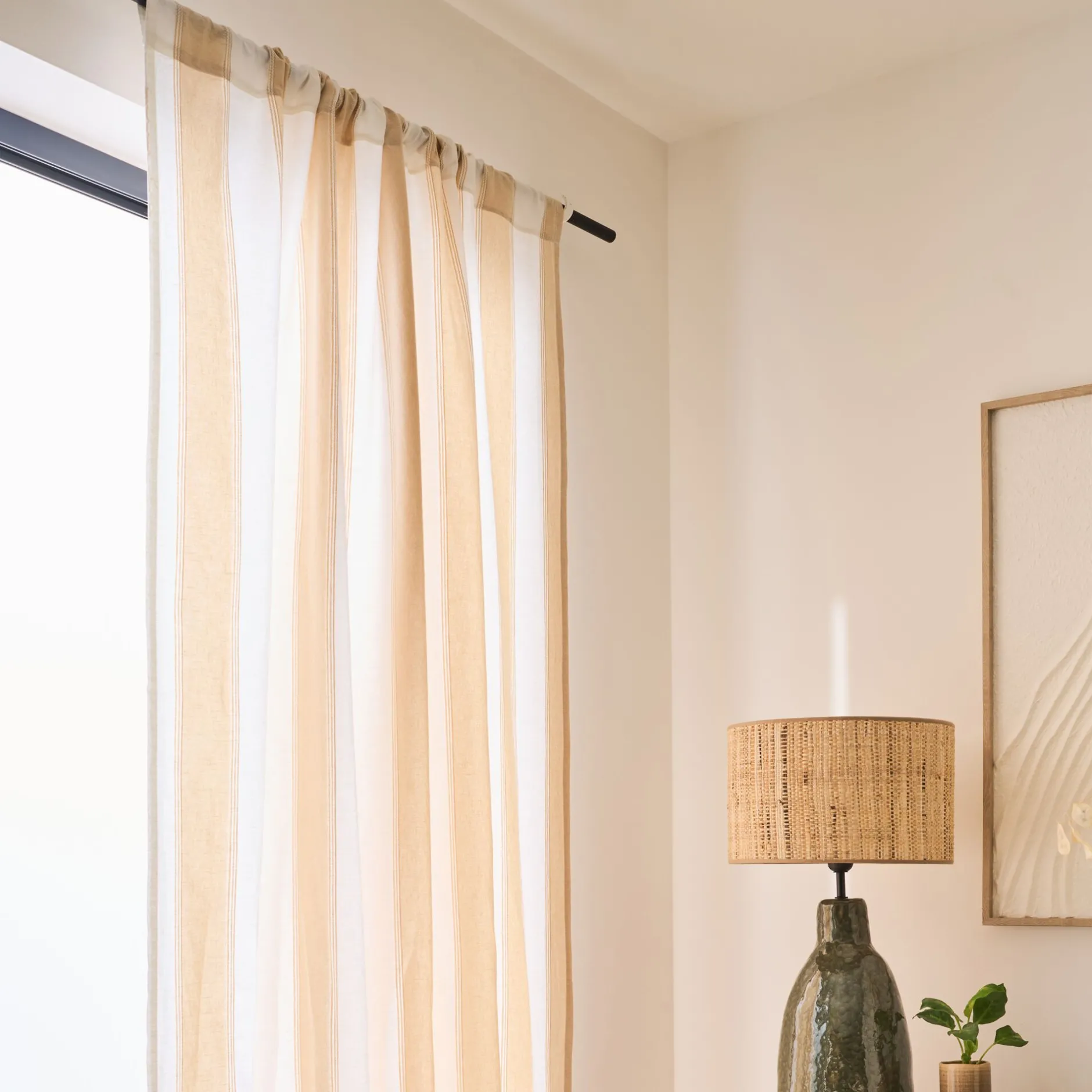 Rideau*alinea Rideau passe-tringle en lin et coton à rayures 140x250cm - écru Blanc
