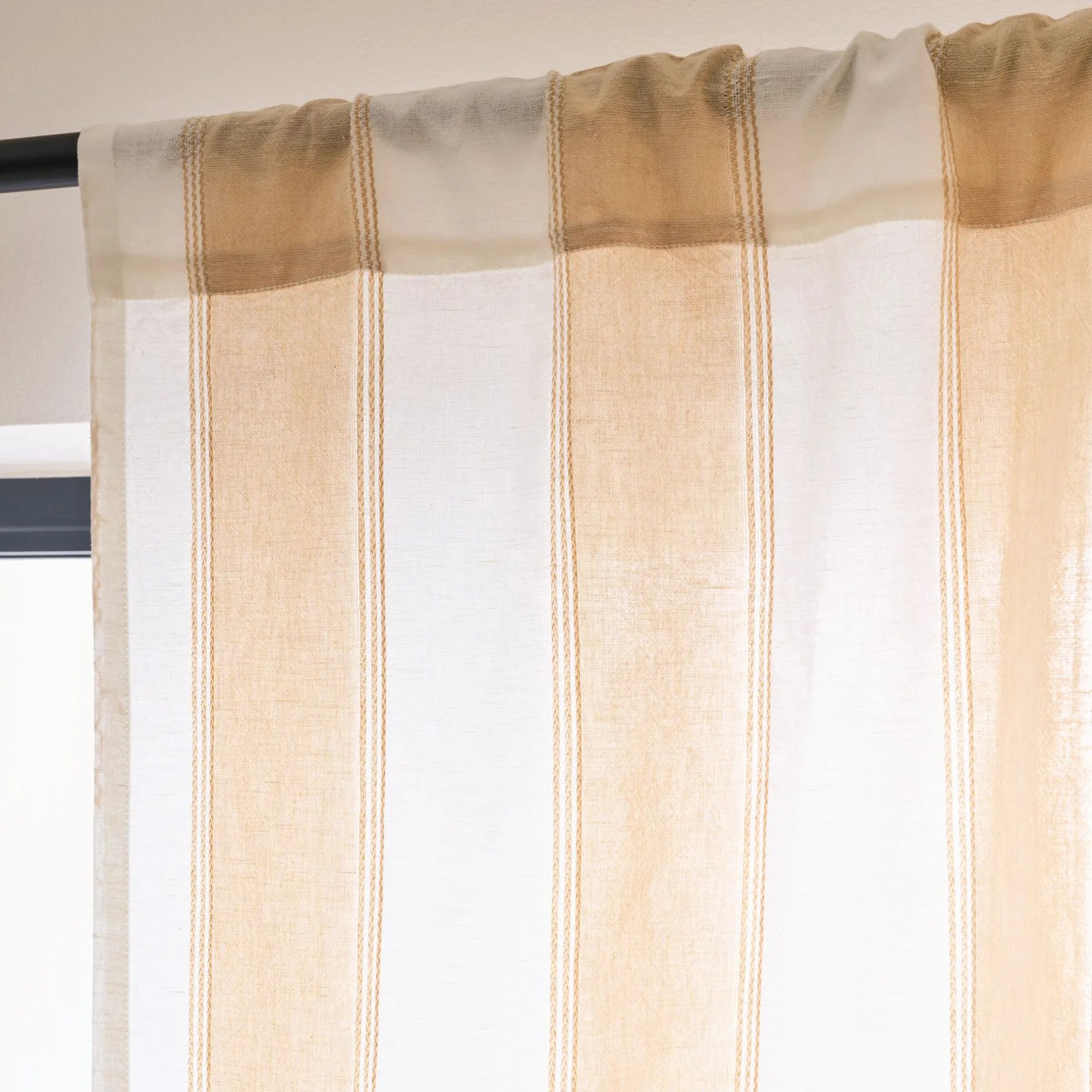 Rideau*alinea Rideau passe-tringle en lin et coton à rayures 140x250cm - écru Blanc