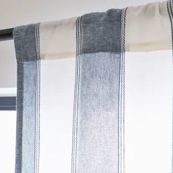 Rideau*alinea Rideau passe-tringle en lin et coton à rayures 140x250cm - Bleu