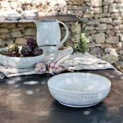 Plat De Service Et Saladier|Assiette De Noël*alinea Saladier à motif végétal en grès D26cm - alpilles Beige