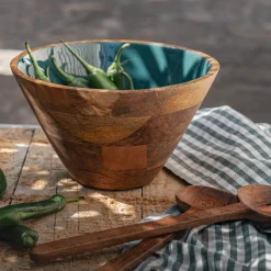 Plat De Service Et Saladier*alinea Saladier en bois de manguier D25cm - prusse Bleu