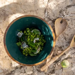 Plat De Service Et Saladier*alinea Saladier en bois de manguier D25cm - prusse Bleu