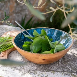 Plat De Service Et Saladier*alinea Saladier en bois de manguier D29cm - prusse Bleu