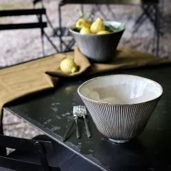 Plat De Service Et Saladier*alinea Saladier en grès réactif D24cm - écorce Marron