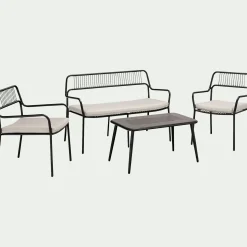 Salon De Jardin Bas*alinea Salon de jardin en acier - noir (4 places)