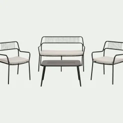 Salon De Jardin Bas*alinea Salon de jardin en acier - noir (4 places)