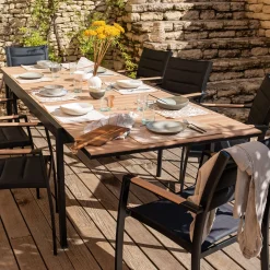 Salon De Jardin Repas*alinea Salon de jardin repas extensible en aluminium - Noir