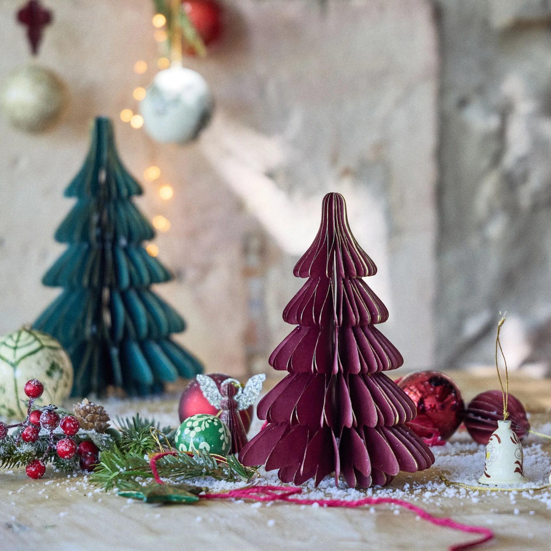 Décoration De La Table De Noël|Petit Sapin De Noël*alinea Sapin décoratif à poser en papier H30cm - Rouge