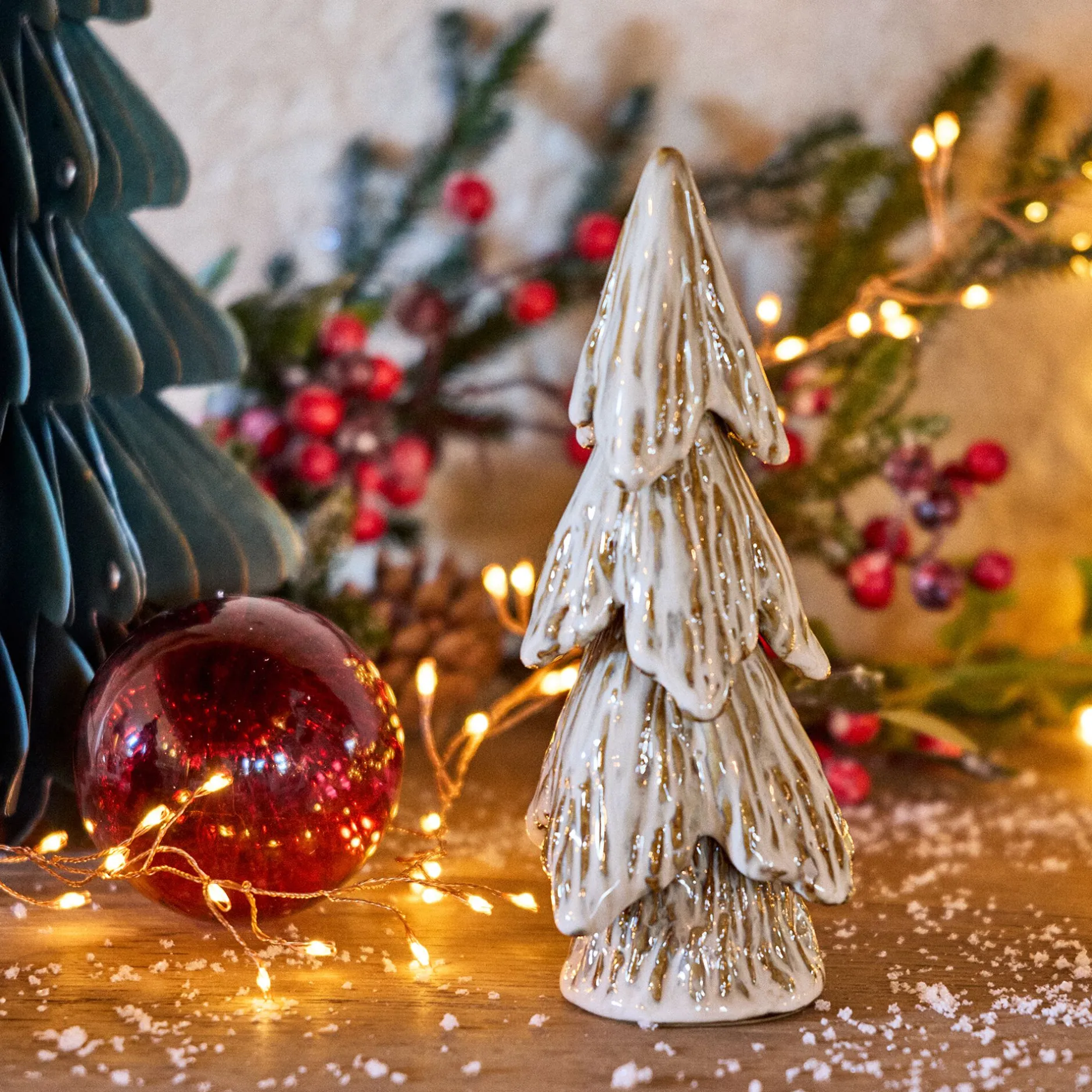 Décoration De La Table De Noël|Petit Sapin De Noël*alinea Sapin décoratif à poser en porcelaine H19cm - Beige