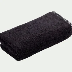 Serviette De Toilette*alinea Serviette de bain brodé en coton - 50x100cm Noir