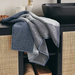 Serviette De Toilette*alinea Serviette de toilette bouclette jacquard en coton 50x100cm - Bleu