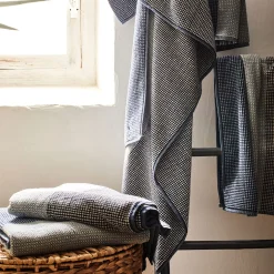 Serviette De Toilette*alinea Serviette de toilette bouclette jacquard en coton 50x100cm - Bleu