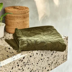 Serviette De Toilette*alinea Serviette de toilette en coton motif floral 50x100cm - mousse Vert