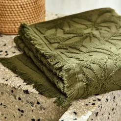 Serviette De Toilette*alinea Serviette de toilette en coton motif floral 50x100cm - mousse Vert