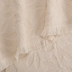 Serviette De Toilette*alinea Serviette de toilette en coton motif floral 50x100cm - écru Blanc