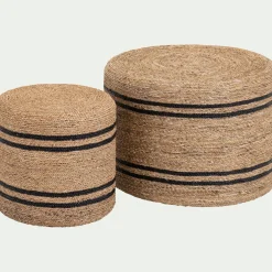 Table Basse Exterieur*alinea Set de 2 tables basses rondes en jacinthe d'eau - Naturel