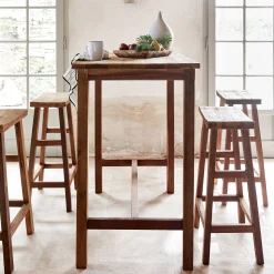 Table Haute Et Bar*alinea Set de repas 1 table haute et 4 tabourets en bois recyclé - (4 places) Bois clair