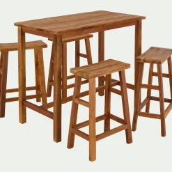 Table Haute Et Bar*alinea Set de repas 1 table haute et 4 tabourets en bois recyclé - (4 places) Bois clair