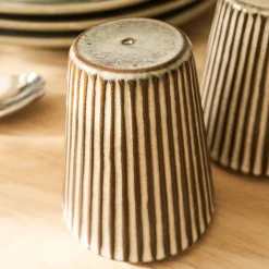 Salière Et Poivrière*alinea Set de salière et poivrière en grès strié D7cm - Gris