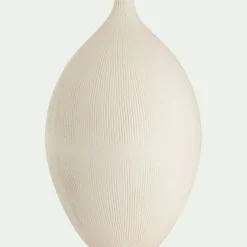 Vase*alinea Soliflore en faïence strié H44cm - Blanc