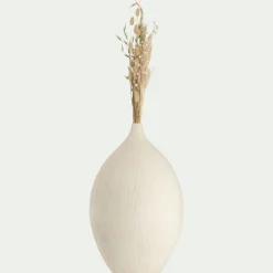 Vase*alinea Soliflore en faïence strié H44cm - Blanc
