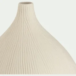 Vase*alinea Soliflore en faïence strié H44cm - Blanc