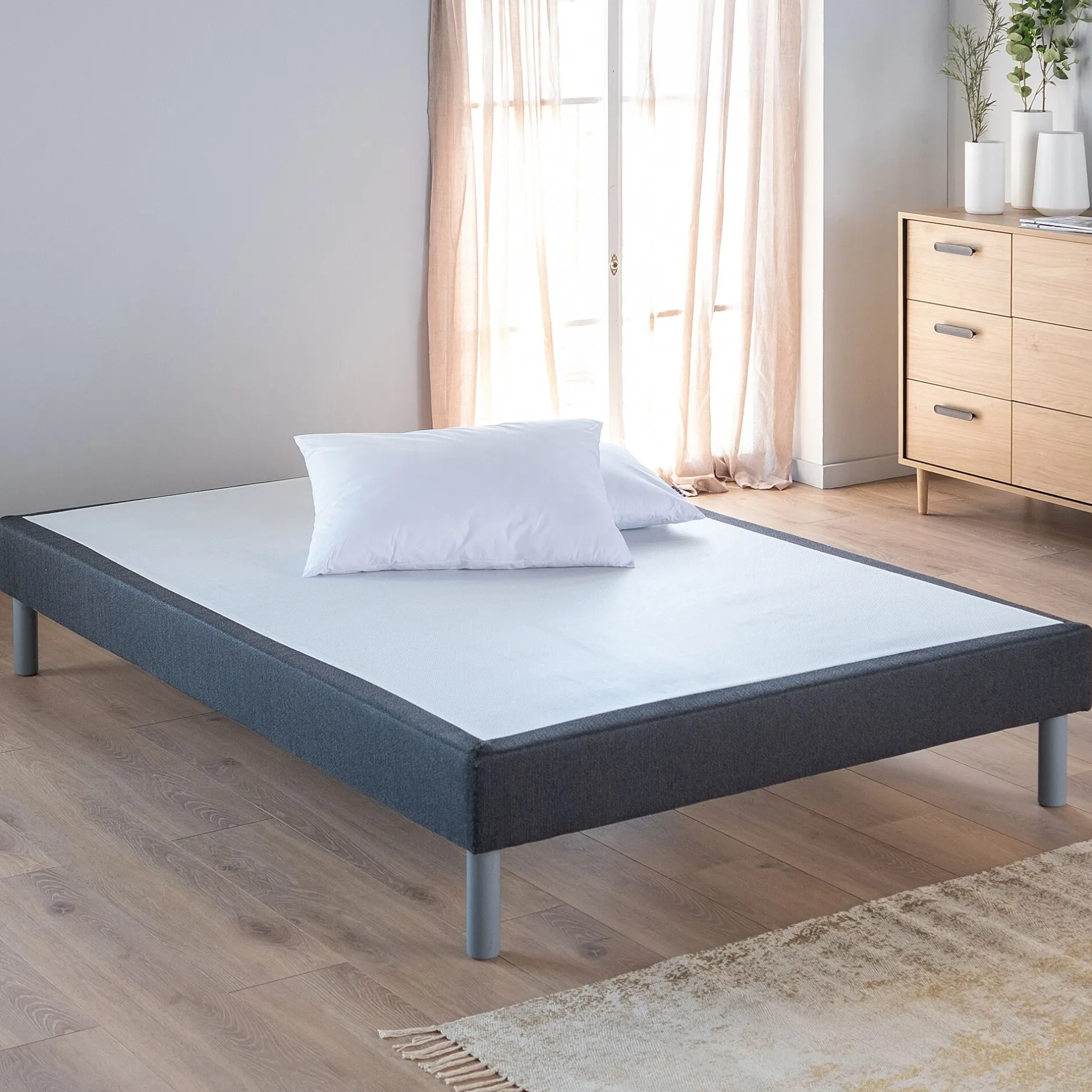 Sommier 140X190 Cm*alinea Sommier tapissier 140x190cm anthracite Gris