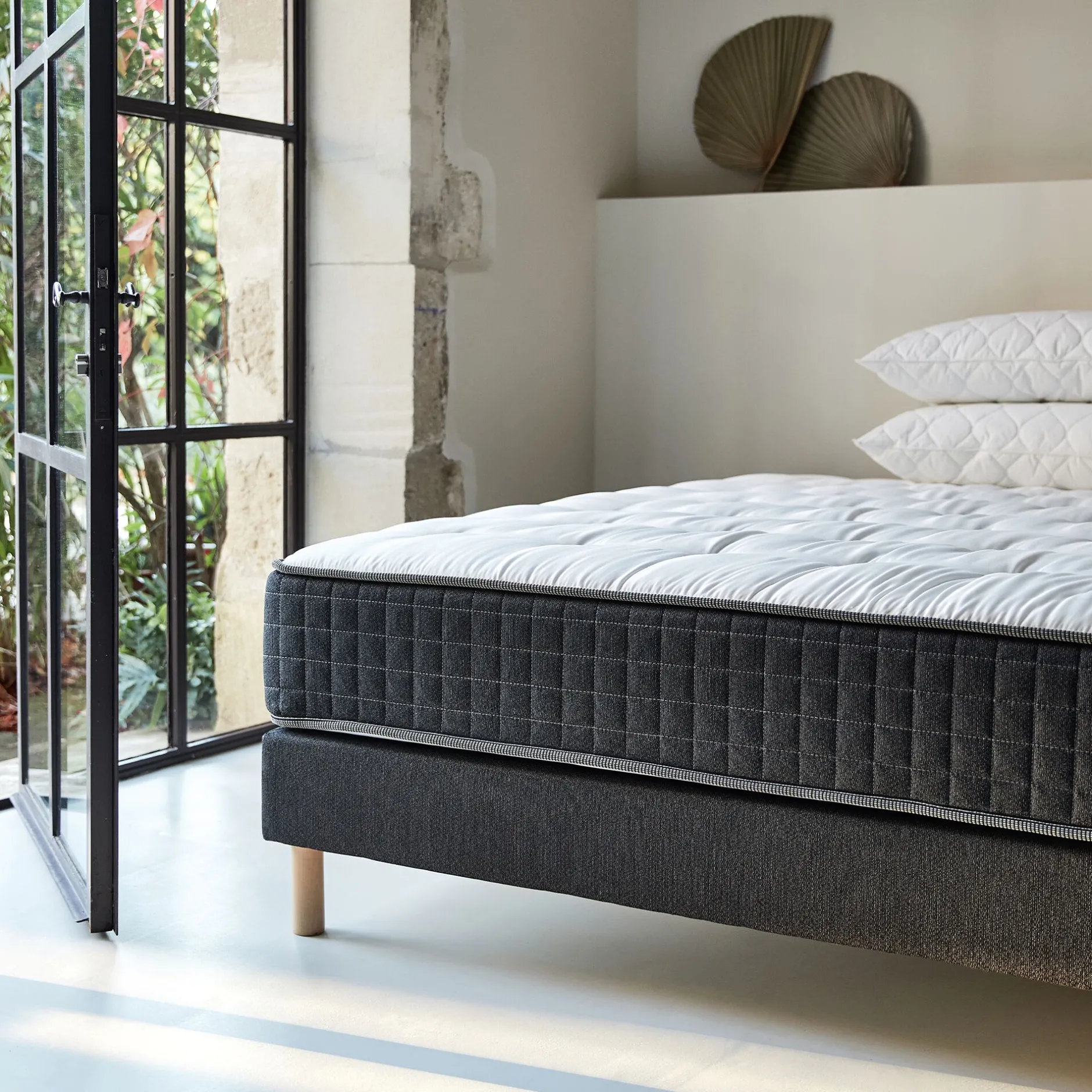 Sommier 140X190 Cm*alinea Sommier tapissier 140x190cm anthracite Gris