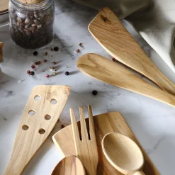 Salière Et Poivrière*alinea Spatule galbée en bois d'olivier L30.5cm Bois clair