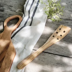 Salière Et Poivrière*alinea Spatule galbée trouée en bois d'olivier L30.5cm Bois clair