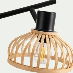 Spot*alinea Spot double en acier et bambou - H15,6xL43,8cm Noir