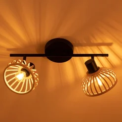 Spot*alinea Spot double en acier et bambou - H15,6xL43,8cm Noir