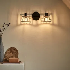 Spot*alinea Spot double en acier et bambou - H15,6xL43,8cm Noir